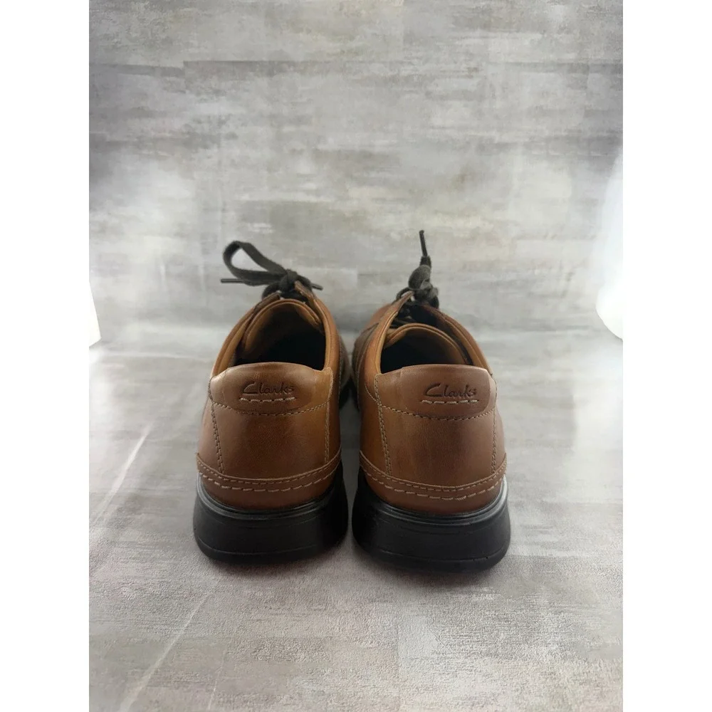 Clarks Collection Men Sz 13 Tan Leather Bicycle Toe Lace Up Oxford Shoes